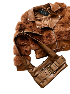 CAM94 CAMPERA ECO/CUERO PIEL CHOCO - Mora Mia