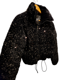 CAM76 CAMPERA PUFFER LENTEJUELAS NEGRO en internet