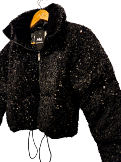 CAM76 CAMPERA PUFFER LENTEJUELAS NEGRO - comprar online