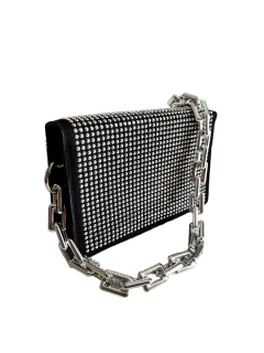 ACC769 MINI BAG CUADRO STRASS PLATA