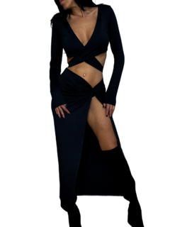 (P13)/(PO43) POLLERA LARGA NUDO URBAN NEGRO - comprar online