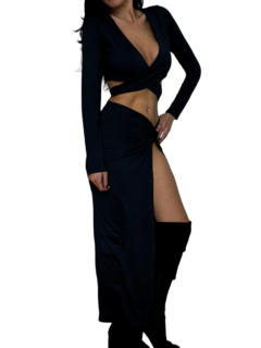 Imagen de (P13)/(PO43) POLLERA LARGA NUDO URBAN NEGRO
