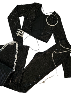 T1154 CROP TOP LENTEJUELAS NEGRO en internet