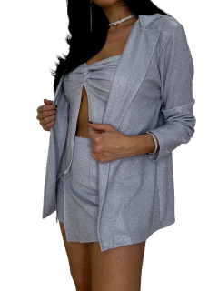 BLA28 BLAZER LARGO GLITER PLATA CLARO