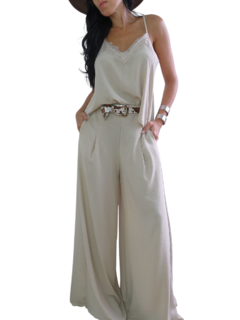 P10 MEGA PALAZZO PINZA BEIGE - comprar online