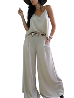 P10 MEGA PALAZZO PINZA BEIGE - Mora Mia