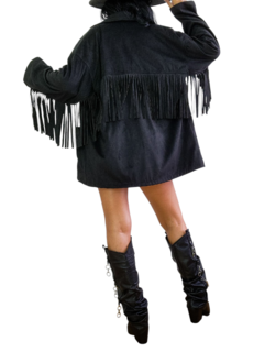 CAM1 CHAQUETA FLECOS GAMUZA NEGRO