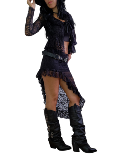 T66 CAMISOLA VOL/ENC NEGRO - Mora Mia