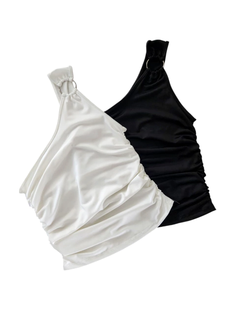 T1628 TOP UN HOMBRO FRUNCE/ARO