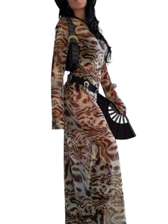 V504 MAXI VESTIDO BATIK CHOCO - tienda online