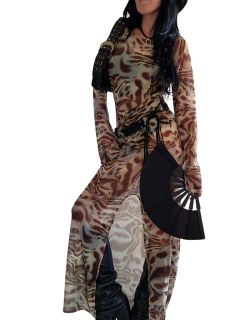 V504 MAXI VESTIDO BATIK CHOCO - Mora Mia