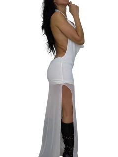 V627 VESTIDO LARGO BUCHE APLIQUE/TUL BLANCO en internet