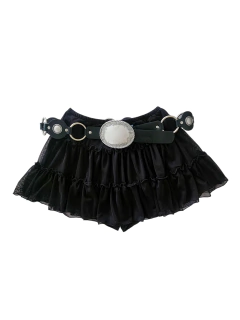 M498 MINI SKORT VOLADOS RECORTE NEGRO