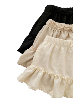 M523 POLLERA LINO PUNTILLA/RECORTE - tienda online