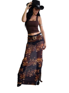 PO74 POLLERA LARGA TUL CHIPS