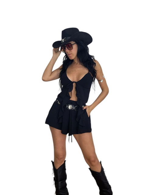 SH325 SHORT CREP TIRA NEGRO - comprar online