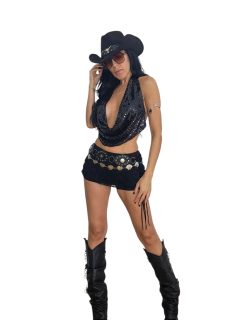 Imagen de T1781 TOP BUCHE LENTEJUELAS NEGRO