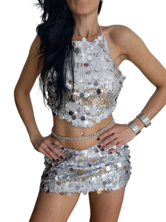 T1786 TOP PECHERA LENTEJUELAS BIG PLATA - comprar online