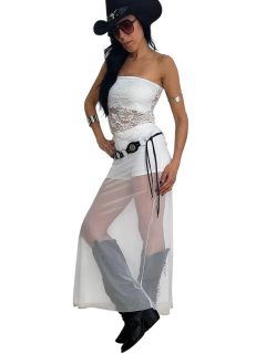 PO40 POLLERA TUL CON CULOTTE BLANCO en internet