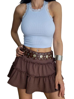 M524 POLLERA HAWAI RECORTES CHOCO - Mora Mia