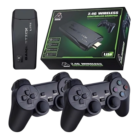 CONSOLA GAME STICK LITE 4K JUEGOS RETRO + 2 CONTROLES INALAMBRICOS