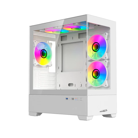 GABINETE SENTEY H30 VIDRIO TEMPLADO WHITE + 5 FAN ARGB