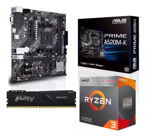 COMBO ACTUALIZACION AMD RYZEN 3 5300G + A520M + 16GB DDR4