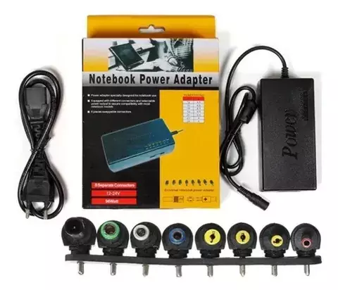 CARGADOR UNIVERSAL NOTEBOOK HP DELL ACER LENOVO 8 PUNTAS 96W