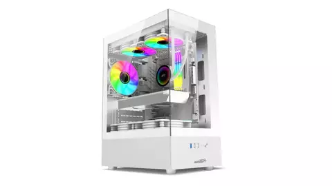 GABINETE SENTEY H10 ARGB VIDRIO TEMPLADO FRONTAL Y LATERAL WHITE + 5 COOLER FAN