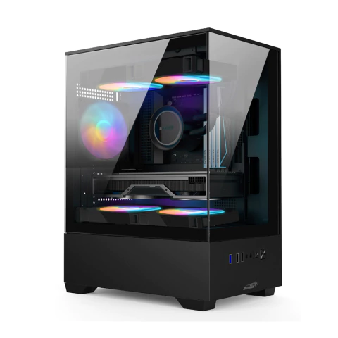 GABINETE SENTEY H11 BLACK VIDRIO TEMPLADO + 5 FAN RGB
