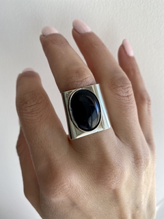 Anillo ancho obsidiana