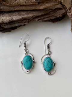 Aros con baño de plata 925 con turquesa original en internet
