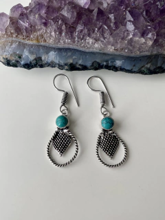 Aros con baño de plata 925 con turquesa original - DRUSA ACCESORIOS