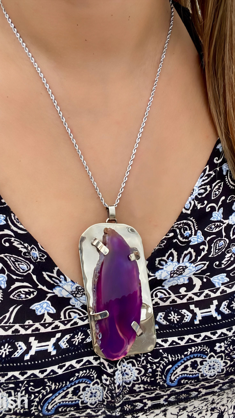 Collar con dije XL ágata violeta
