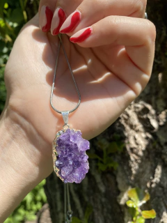 Collar con drusa de amatista - tienda online