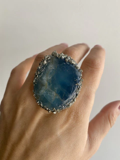 Anillo onix cielo con pirita XL