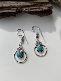 Aros con baño de plata 925 con turquesa original - comprar online