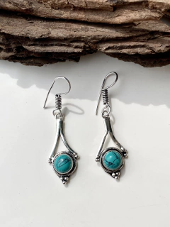 Aros con baño de plata 925 con turquesa original