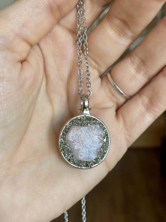 Collar con dije de cuarzo Rosa con pirita - comprar online