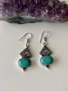 Aros con baño de plata 925 con turquesa original - tienda online