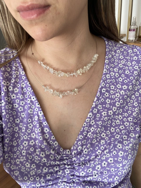 Gargantilla doble con cuarzo cristal