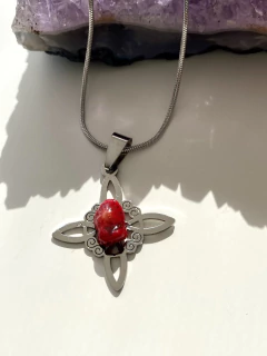 Collar de acero con Nudo de bruja y piedra - tienda online