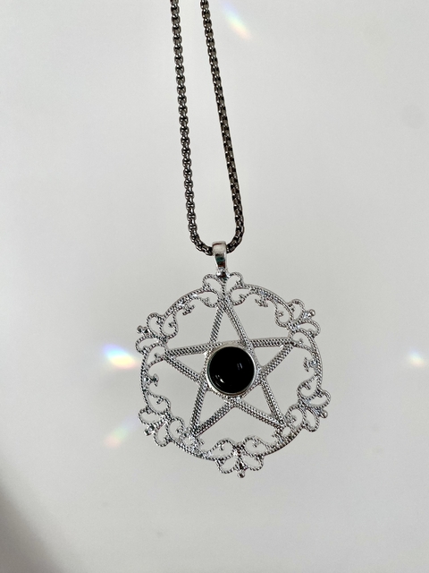 Collar pentagrama con ágata negra. Protección - comprar online