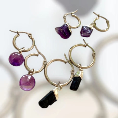 Aros energy con piedras. Baño de plata - comprar online