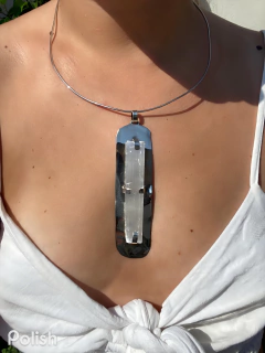 Choker de alpaca con super Selenita XL - comprar online