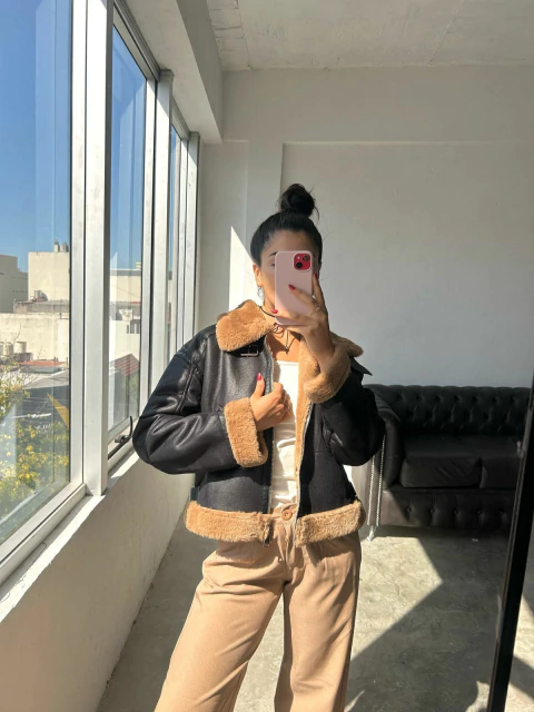 CAMPERA GAMULAN BOLSILLO DELANTERO CIERRE CORDERITO CAMEL - comprar online