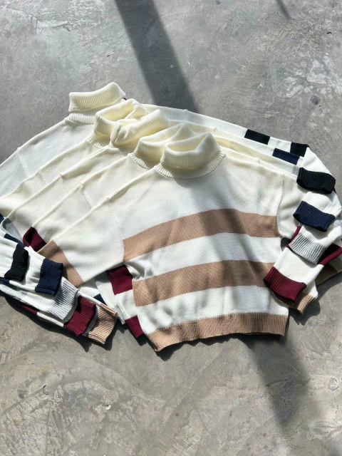 SWEATERS POLERA RAYADO FONDO BLANCO - comprar online