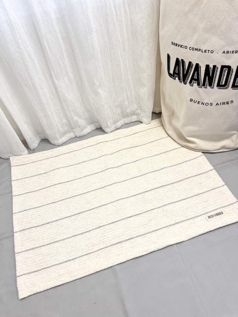 Alfombra de baño rayada - Gris perla