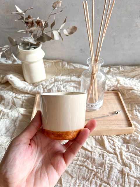 Vela de soja ceramica - coco y vainilla