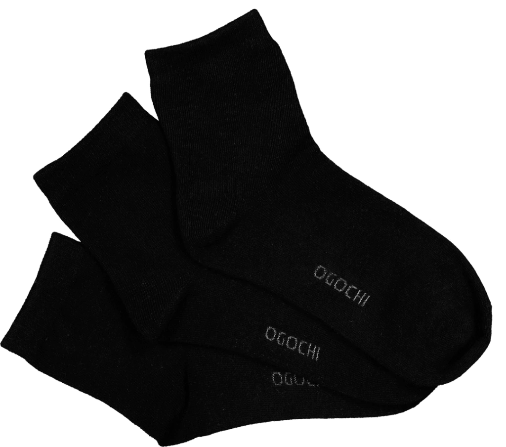 Kit 3 Meias Infantis Cano Médio Pretas Ogochi 023476002